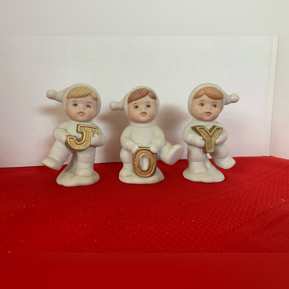HOME INTERIORS Snow Babies J-O-Y  51021-98 "Joyful Babes & Friends" Vintage